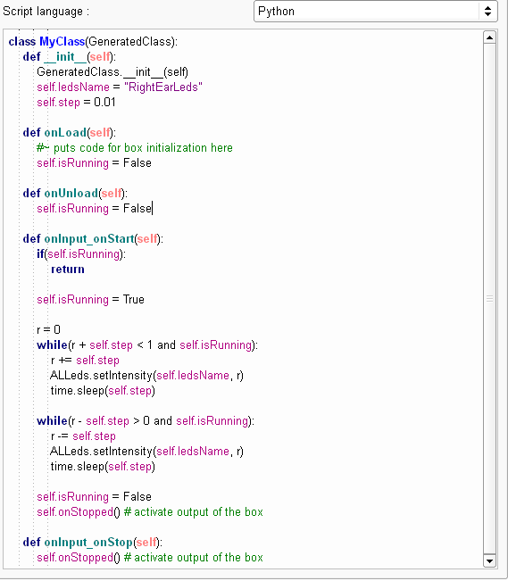 Modifying the RightEarLeds script