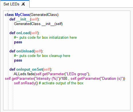 The Switch Leds script window